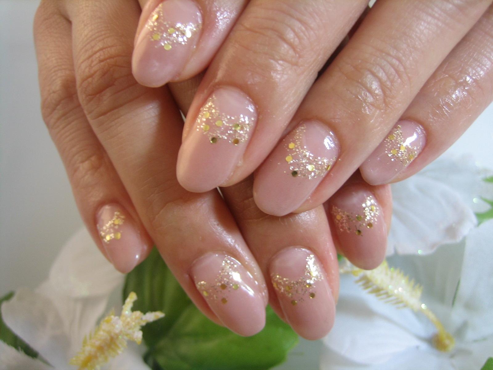 モカ系逆フレンチお上品ネイル 京都宇治のネイルサロン ｎａｉｌ ｓａｌｏｎ ｐｌｕｍｓ